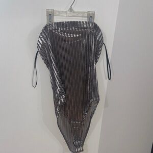 Striped Silver One Piece Bodysuit